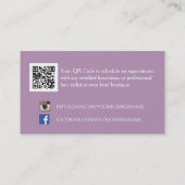 Trendy Lila Zickzack Zigzag Monogram Beautician Visitenkarte (Rückseite)