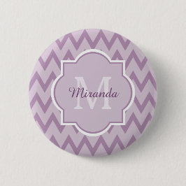 Trendy Lila Zickzack Zigzag Name und Monogram Button