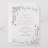 Trendy Lilac Lavender Floral Foto Garden Wedding Einladung (Vorderseite)