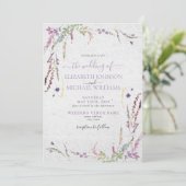 Trendy Lilac Lavender Floral Foto Garden Wedding Einladung (Stehend Vorderseite)
