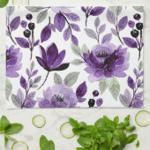 Trendy Lilac Lila Floral Pattern Geschirrtuch (Gefaltet)