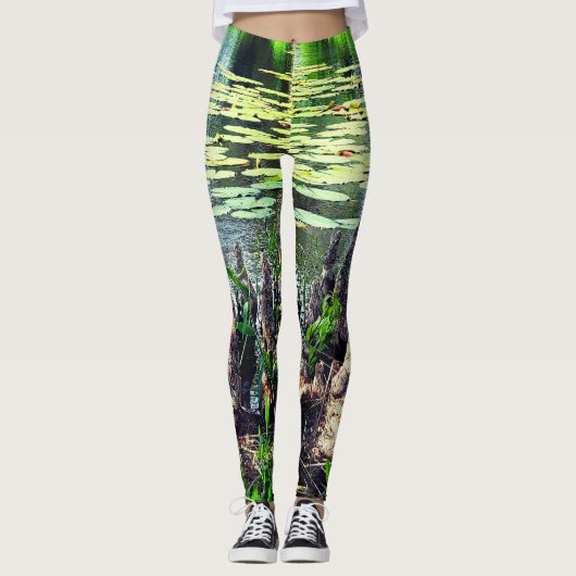 Trendy Lily Pad Camouflage Look Leggings (Vorderseite)