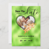 Trendy Lime Green Custom Foto Save The Date (Vorderseite)