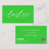 Trendy Lime Green Eyelash Extensions Lashes Visitenkarte (Vorne/Hinten)