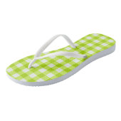 Trendy Lime Green Gingham Prüfmuster Badesandalen (Schrägansicht)