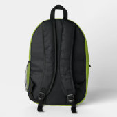 Trendy Lime Green Schwarz-weiß Monogram Name Bedruckter Rucksack (Rückseite)