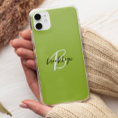 Trendy Lime Green Schwarz-weiß Script Monogram Case-Mate iPhone Hülle