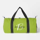 Trendy Lime Green Schwarz-weiß Script Monogram Duffle Bag (Vorderseite)