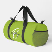 Trendy Lime Green Schwarz-weiß Script Monogram Duffle Bag (Rechte Ecke)