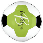 Trendy Lime Green Schwarz-weiß Script Monogram Fußball (Gedreht)
