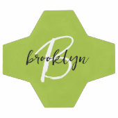 Trendy Lime Green Schwarz-weiß Script Monogram Fußball (Flach)