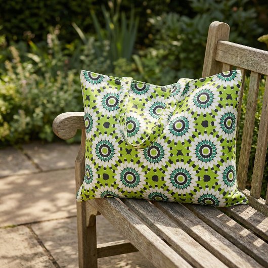 Trendy Lime Green White & Black Geometric Muster Stoff