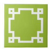 Trendy Lime Green White Greece Key Border Fliese (Vorderseite)