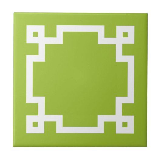Trendy Lime Green White Greece Key Border Fliese (Vorderseite)