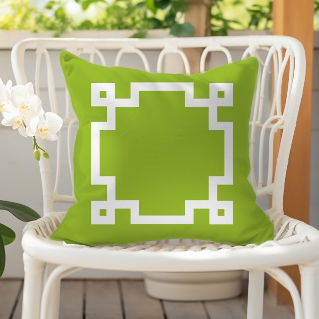 Trendy Lime Green White Greece Key Border Kissen (Von Creator hochgeladen)