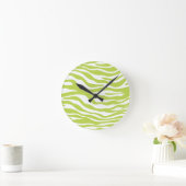 Trendy Lime Green Zebra Print Pattern Runde Wanduhr (Zuhause)