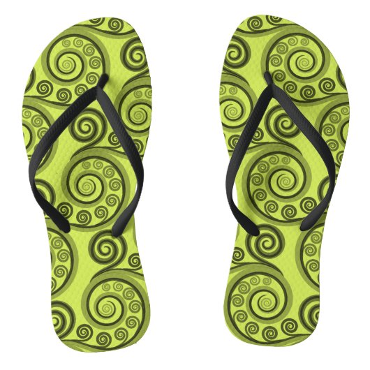 Trendy Limon-Green Koru Fern Blätter Badesandalen (Fußbett)