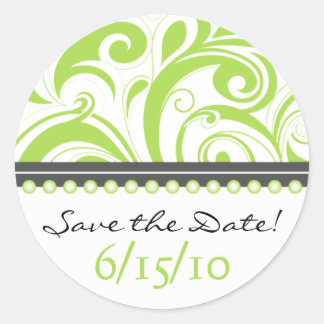 Trendy Limon Swirlies Save the Date Aufkleber