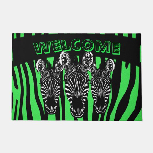 Trendy Limon Zebra Herd auf Zebra Print Fußmatte (Vorderseite)