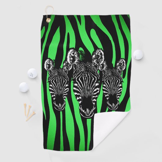 Trendy Limon Zebra Herd auf Zebra Print Golfhandtuch (Insitu)