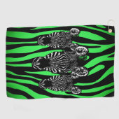 Trendy Limon Zebra Herd auf Zebra Print Golfhandtuch (Horizontal)