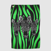 Trendy Limon Zebra Herd auf Zebra Print Golfhandtuch (Vorderseite)
