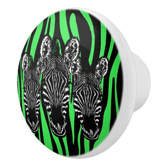 Trendy Limon Zebra Herd auf Zebra Print Keramikknauf (Rechts)