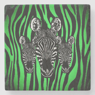 Trendy Limon Zebra Herd auf Zebra Print Steinuntersetzer