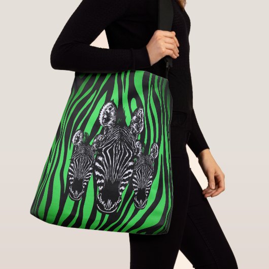 Trendy Limon Zebra Herd auf Zebra Print Tragetaschen Mit Langen Trägern (Von Nahem)