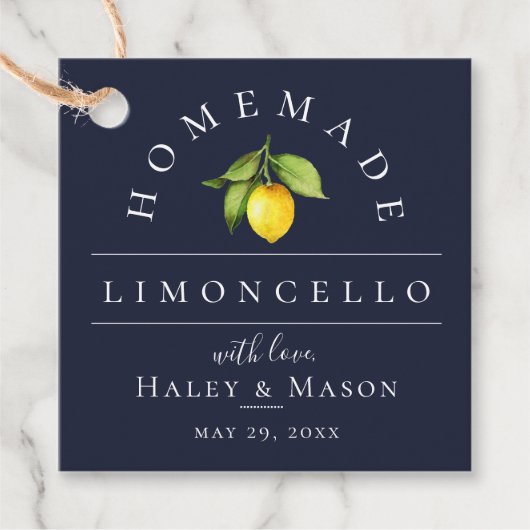 Trendy Limoncello Navy Blue Wedding Geschenkanhänger (Vorderseite)