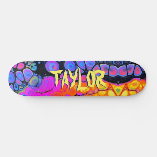 Trendy Liquid Cell Abstrakt, Personalisiert Name V Skateboard (Horizontal)