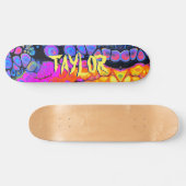 Trendy Liquid Cell Abstrakt, Personalisiert Name V Skateboard (Horizontal)