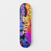 Trendy Liquid Cell Abstrakt, Personalisiert Name V Skateboard (Vorderseite)
