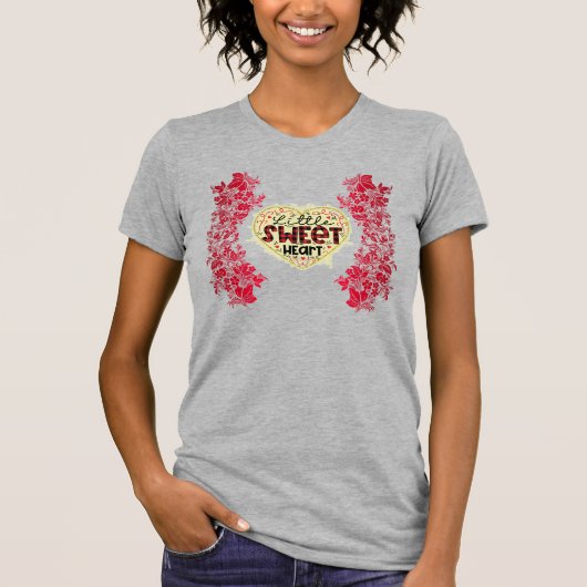 Trendy Little Heart Glitzer Valentinstag T-Shirt (Vorderseite)