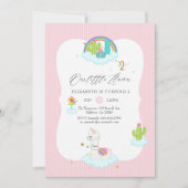 Trendy Llama 2. Geburtstag Party Einladung (Vorderseite)