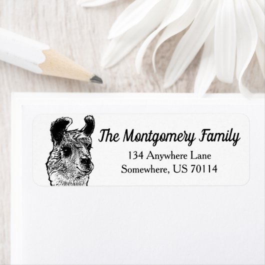 Trendy Llama Illustration in Schwarz & Weiß (Insitu)