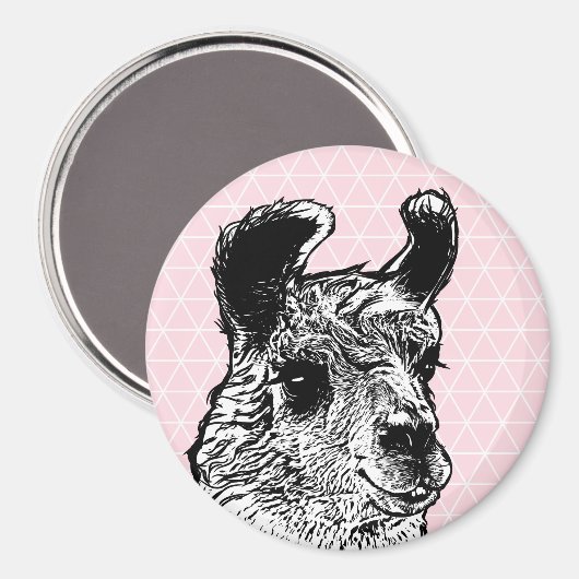 Trendy Llama Illustration & Triangle Magnet (Vorderseite/Rückseite)