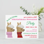 Trendy Llama Pink Weihnachts Sweater Party Einladung (Stehend Vorderseite)