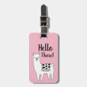 Trendy Llama Sketch & Black Dots Hallo da! Gepäckanhänger (Vorderseite vertikal)