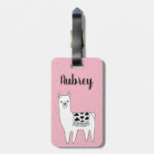 Trendy Llama Sketch & Black Dots Hallo da! Gepäckanhänger (Rückseite vertikal)