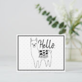 Trendy Llama Sketch & Black Dots Hallo Postkarte (Stehend Vorderseite)