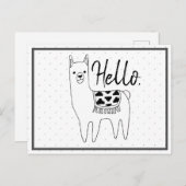 Trendy Llama Sketch & Black Dots Hallo Postkarte (Vorne/Hinten)