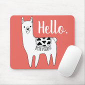 Trendy Llama Sketch Hello in Coral Mousepad (Mit Mouse)
