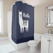 Trendy Llama Sketch & White Dots Hallo Duschvorhang (Beispiel)