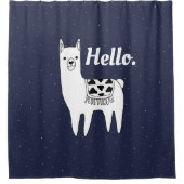 Trendy Llama Sketch & White Dots Hallo Duschvorhang (Vorderseite)