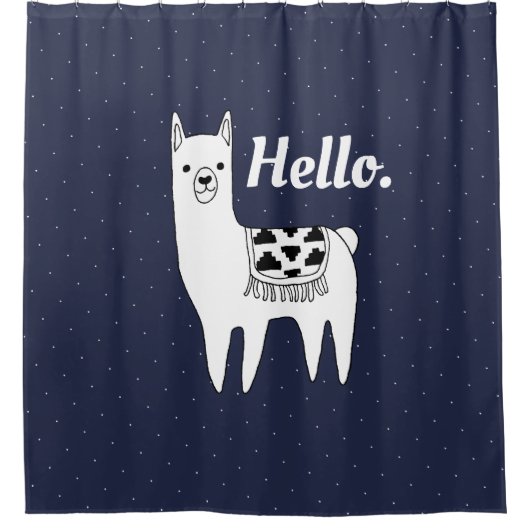 Trendy Llama Sketch & White Dots Hallo Duschvorhang (Vorderseite)