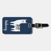 Trendy Llama Sketch & White Dots | Personalisiert Gepäckanhänger (Vorderseite horizontal)