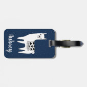 Trendy Llama Sketch & White Dots | Personalisiert Gepäckanhänger (Rückseite horizontal)