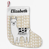 Trendy Llama & Trees Name in Script Kleiner Weihnachtsstrumpf (Vorderseite)