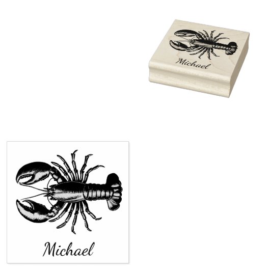 Trendy Lobster personalisiert Gummistempel (Stempel)